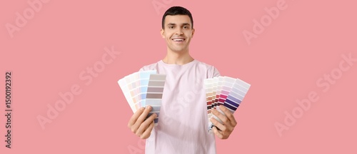 Young man with color palett...