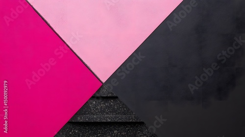 Abstract Geometric Pink Black Gray Wall Art Design