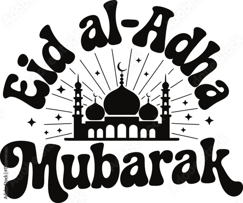 A simple typography of Eid Al Adha Mubarak.