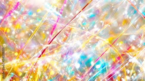 Abstract Rainbow Iridescent Lines and Bokeh Background