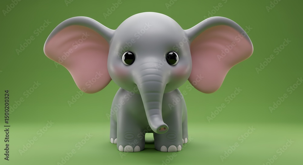 Fototapeta premium Adorable Cartoon Baby Elephant Illustration