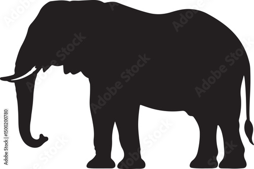 Elephant side view vector silhouette on white background
