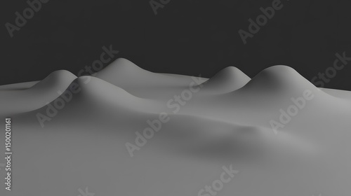 Abstract Gray Hills 3D Render Minimalist Landscape