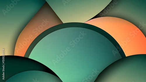 Abstract Green and Orange Overlapping Circles Background
