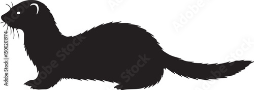Ferret side view vector silhouette on white background