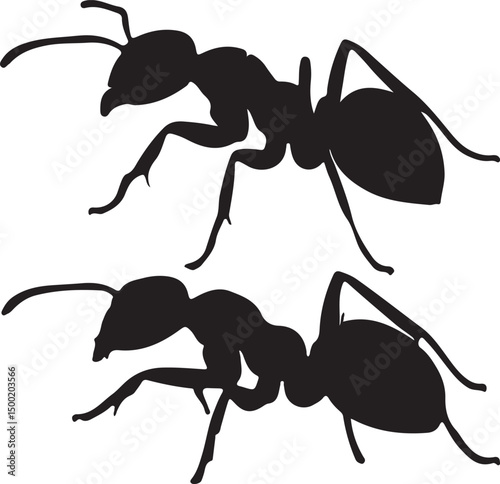 Fire Ant side view vector silhouette on white background