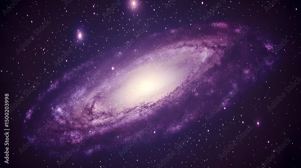 Naklejka premium Stunning Purple Galaxy Spiral Nebula Space Background