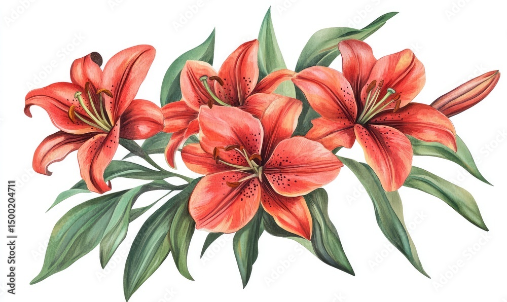 Obraz premium Lily motifs enhance the elegance of a funeral program. AI generated illustration.