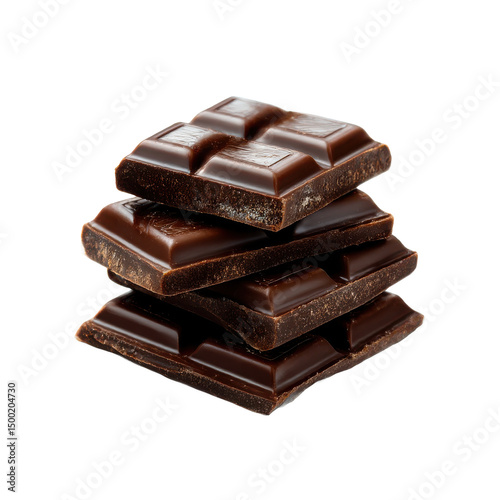 chocolate pieces isolated on white
