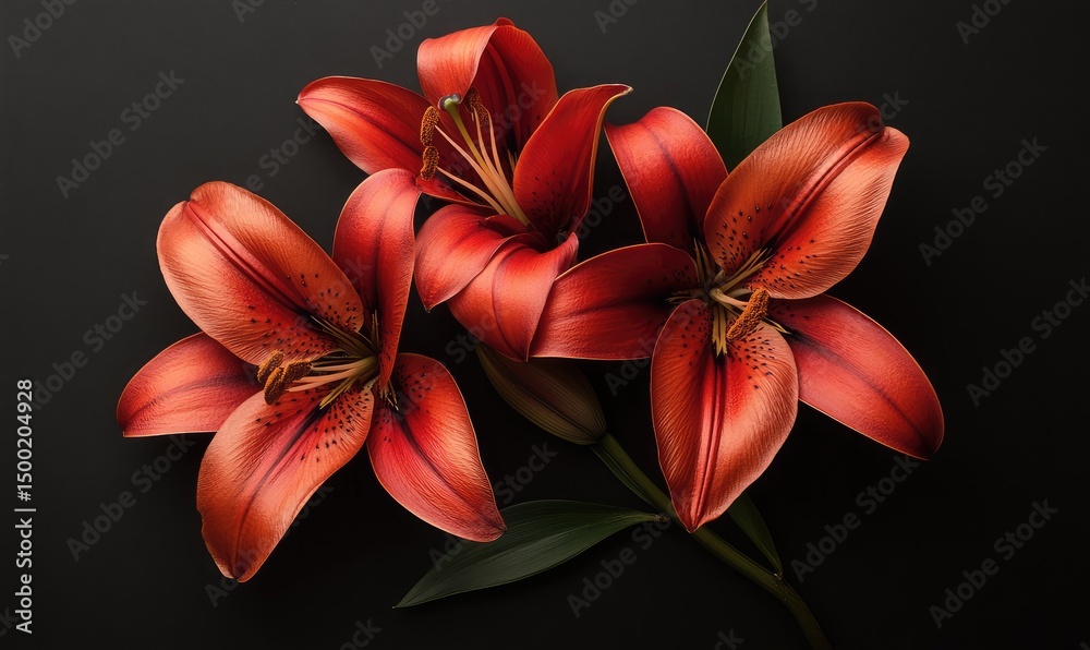 Obraz premium Lily motifs enhance the elegance of a funeral program. AI generated illustration.