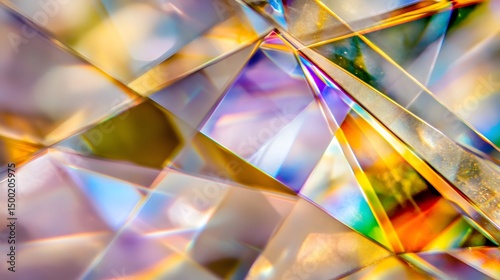 Abstract Crystal Prism Light Refraction Rainbow Colors
