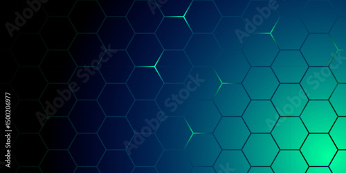 Abstract Hexagonal Grid Background with Glowing Lines. Futuristic Technology Hexagon Pattern with blue Light Effects. Hexagon. Illustration. Vector.