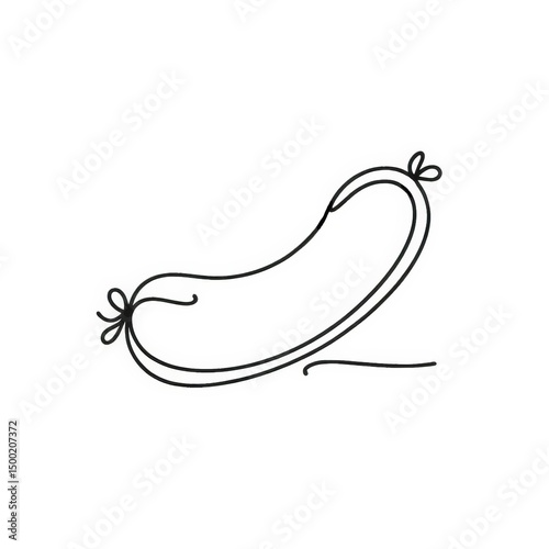 Line drawing of a sausage with decorative knots on each end  