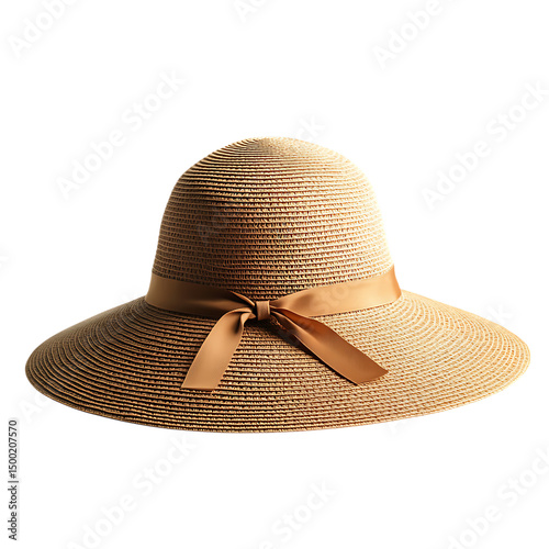 Refined Wide Brim Sun Hat with Minimalist Design Isolated on Transparent Background