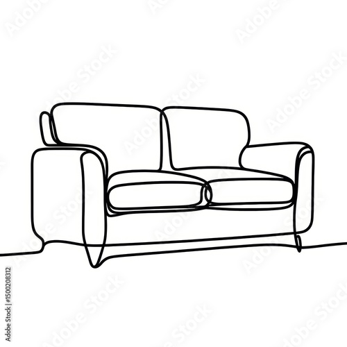 Minimalist line drawing of a modern sofa in simple design  