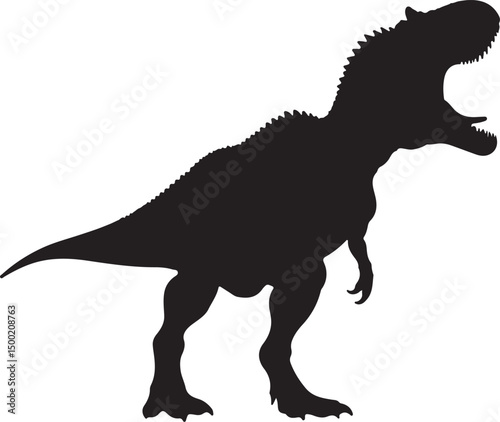 Giganotosaurus side view vector silhouette on white background