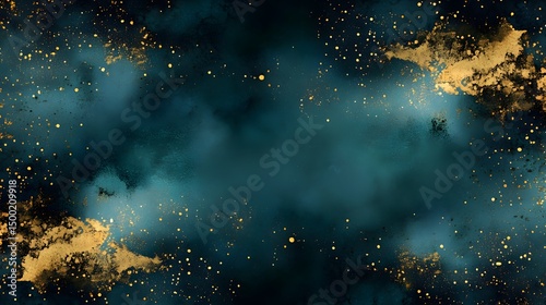 Abstract Teal Gold Splatter Background Texture