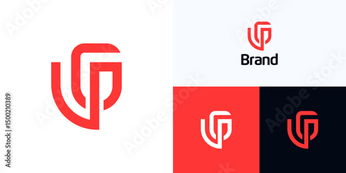 Creative unique letter G and P logo icon design vector illustration element template editable, Symbol initial GP, PG monogram concept with red color for brand identity and business company