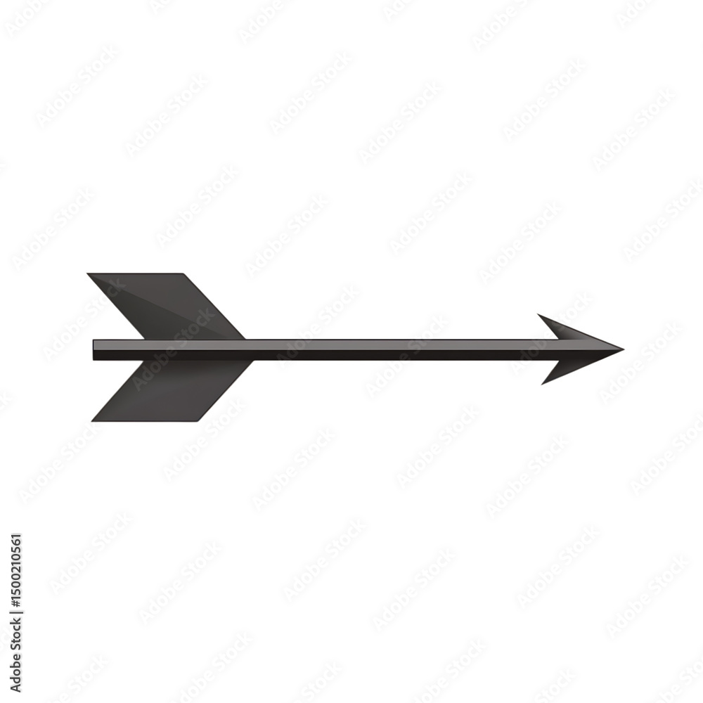 Sleek Arrow with Soft Diffused Shadows in Charcoal Isolated on Transparent Background Sleek Arrow with Soft Diffused Shadows in Charcoal Isolated on Transparent Background