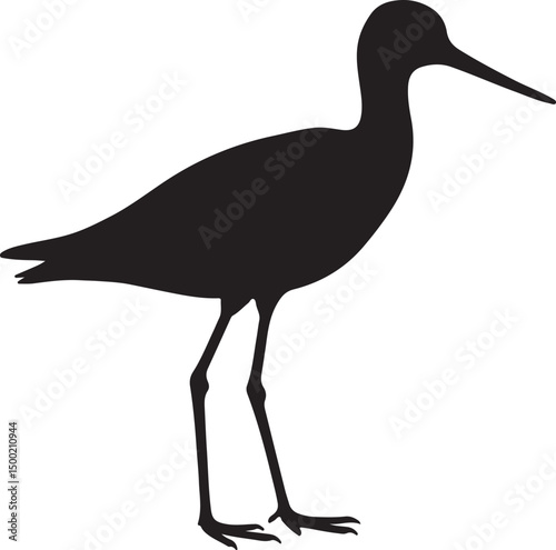 Greater Yellowlegs Bird Vector Silhouette on White Background