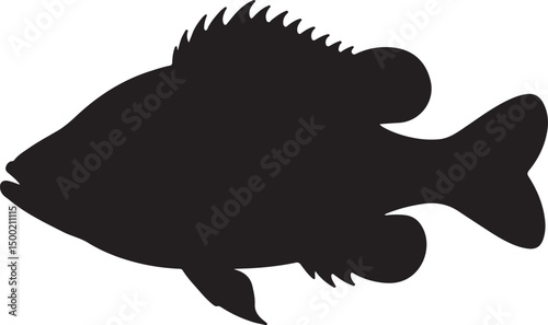 Green Sunfish Vector Silhouette on White Background