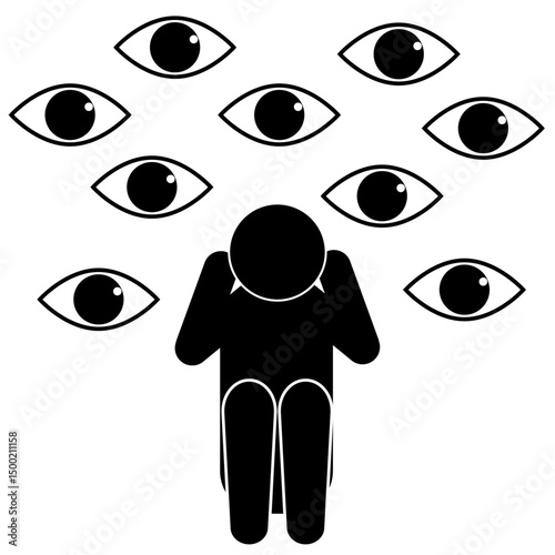監視におびえる人のピクトグラム