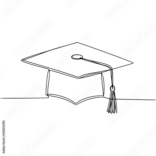 Continuous line vector of graduation cap. Education and getting degree concept, profession and future after university