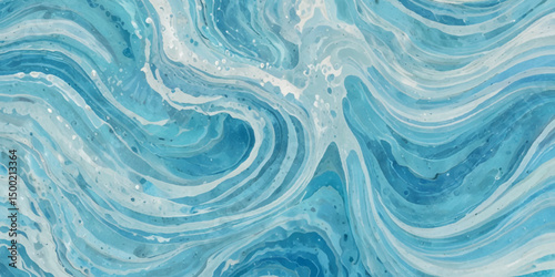 Art teal soft blue sea water ocean wavy and silver marble texture background. Water ocean wave white and soft blue aqua, teal and marble texture	