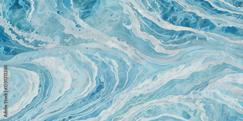 Abstract blue ocean sea surface water wave and curve line background. Vector illustration