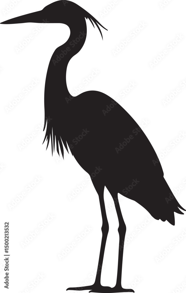 Obraz premium Heron Bird Vector Silhouette on White Background