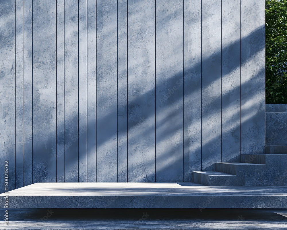Fototapeta premium Modern Concrete Platform with Steps and Shadow Play