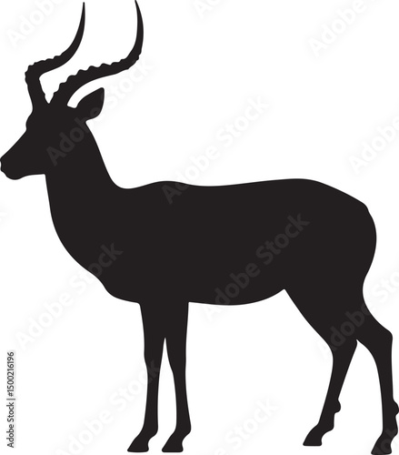 Impala Antelope Vector Silhouette on White Background