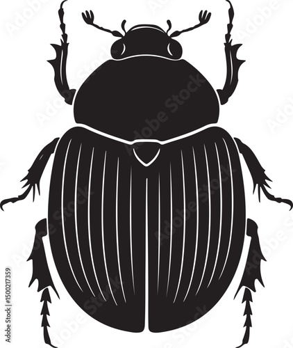 Japanese Beetle Top View Silhouette Vector