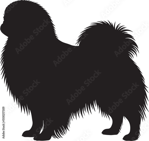 Japanese Chin Dog Side View Silhouette Vector