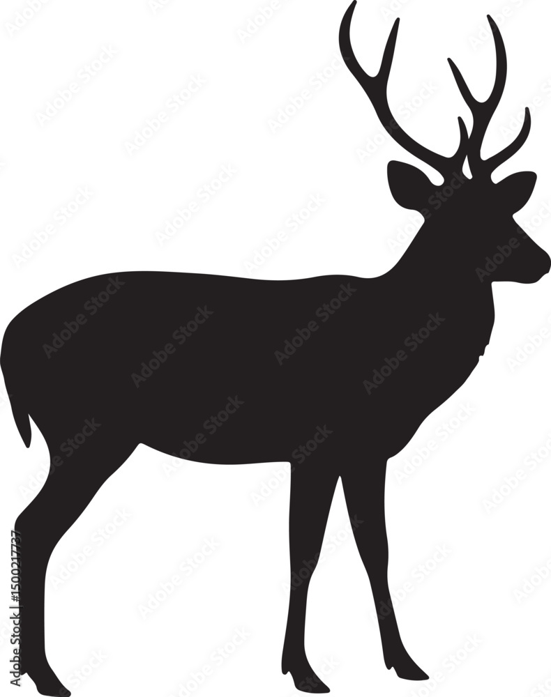 Obraz premium Javan Rusa Deer Side View Silhouette Vector