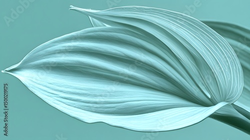 Elegant Teal Leaf Closeup Botanical Abstract Art