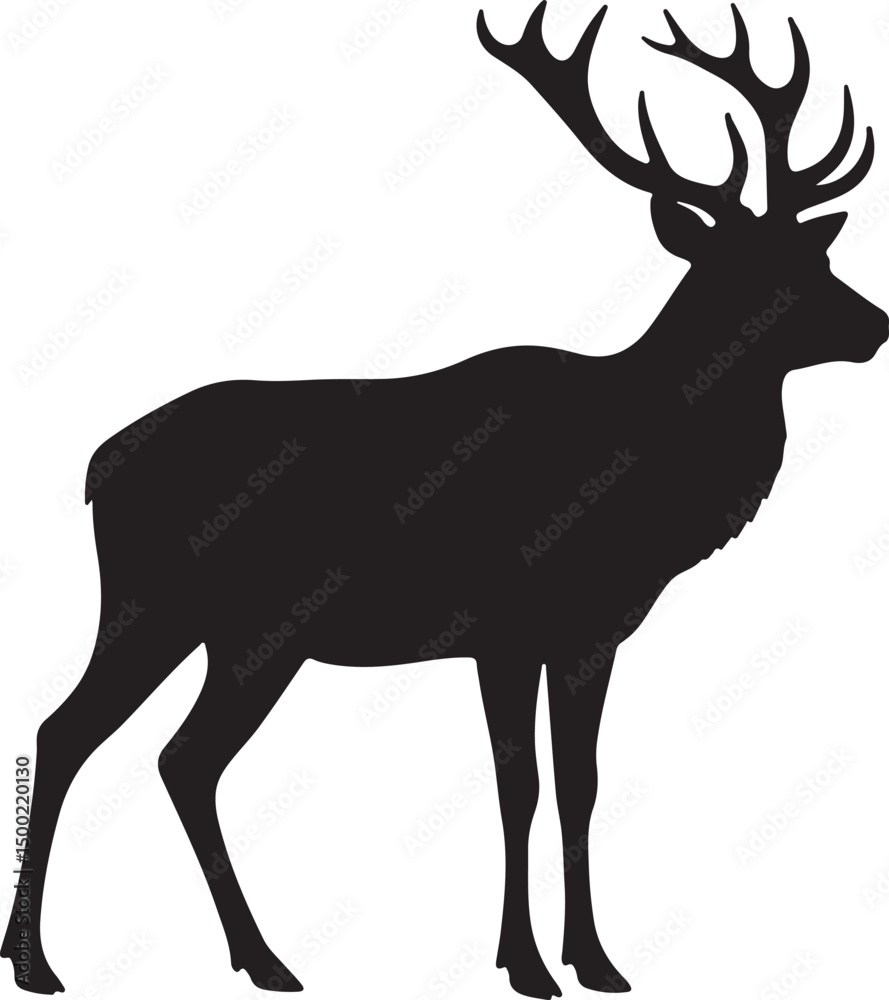 Obraz premium Kashmir Stag Side View Silhouette Vector