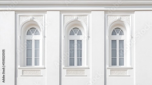 Elegant White Arch Windows on Classic Building Facade