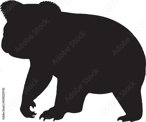 Koala Side View Silhouette Vector