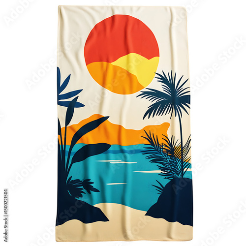 Retro Beach Towel with Giant Vintage Inspired Graph Isolated on Transparent Background