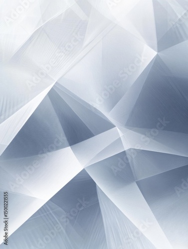 Light pastel abstract geometric background in soft pale dusty gray, blue, silver, and white with angled lines, triangles, facets, folds, subtle gradient, and grain texture