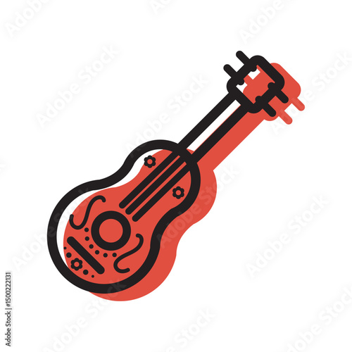 Decorated guitar icon. Vector