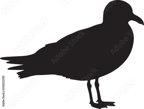 Laughing Gull Side View Silhouette Vector