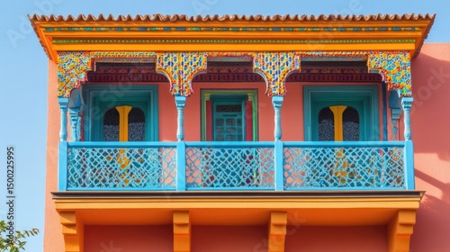 Vibrant Colorful Balcony with Intricate Details and Bright Colors
