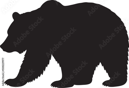 Mexican Grizzly Bear vector silhouette on white background