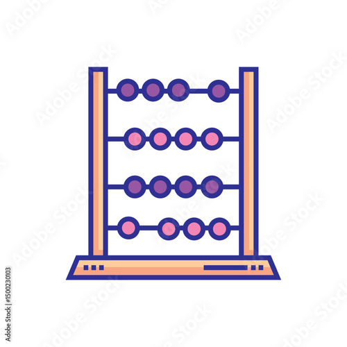 Flat Line Art Abacus Icon for Math and Education Projects
