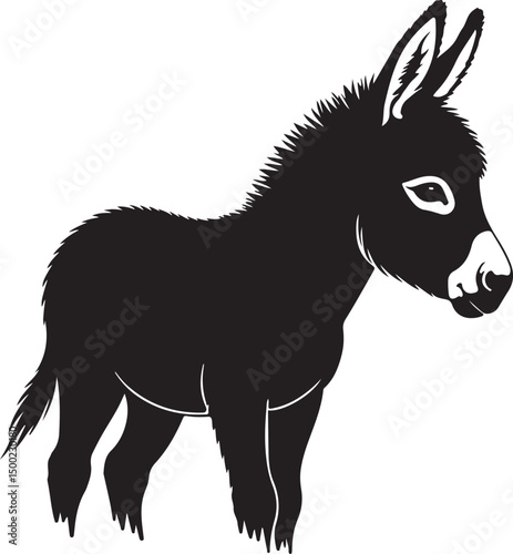 Miniature Donkey (variant) vector silhouette on white background