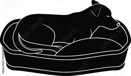  silhouette of dog sleeping in bed