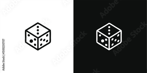 dice, 3d, isometric, geometric, black and white, simple, minimalist, line art
