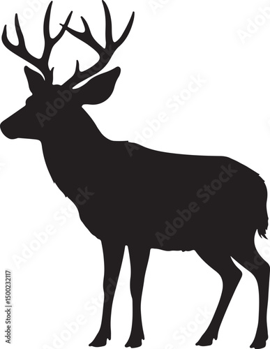 Mule Deer vector silhouette on white background